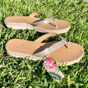 NWT Tommy Bahama Women’s Size 8M Sandal Gold with Espadrille Trim